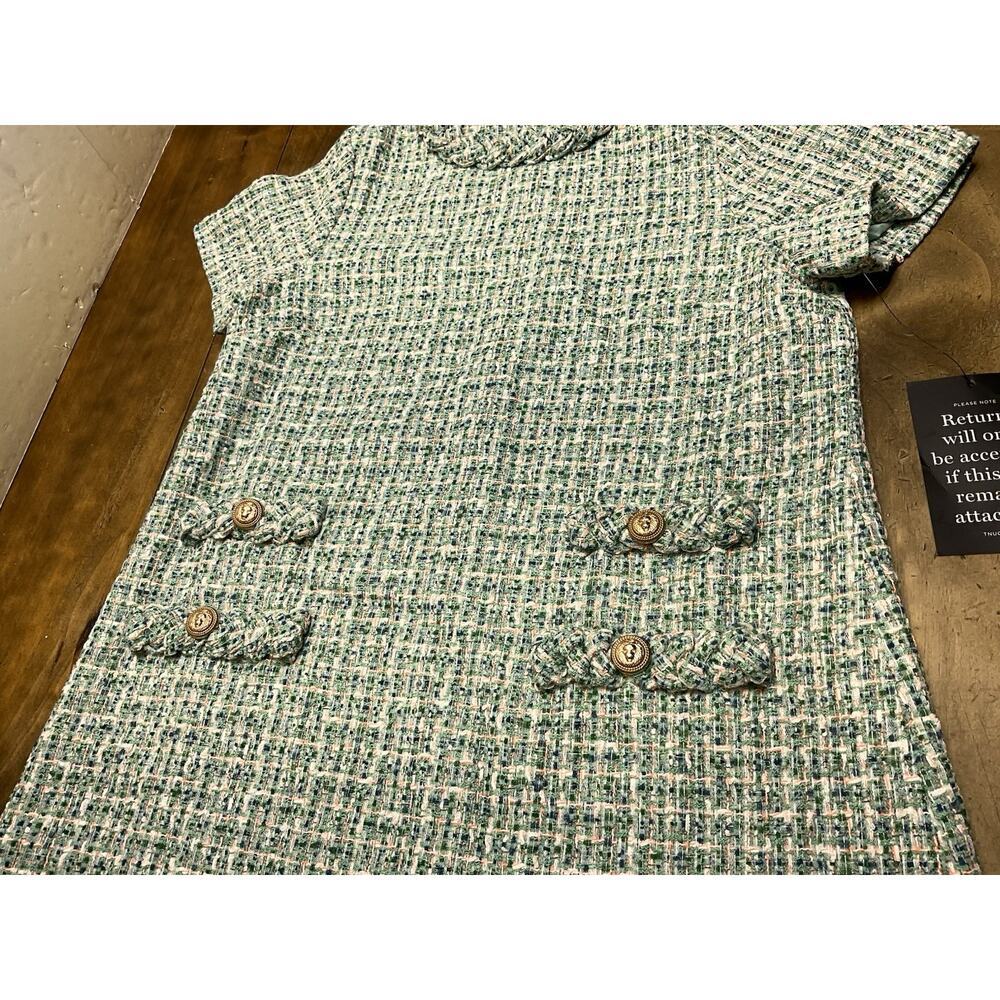 TUCKERNUCK Tweed Jackie Mini Shift Dress Green Textured Size large - Picture 3 of 13